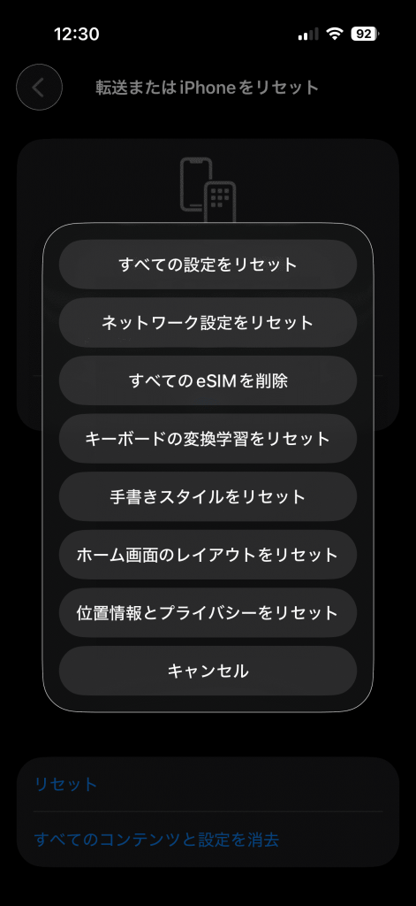 初期化画面